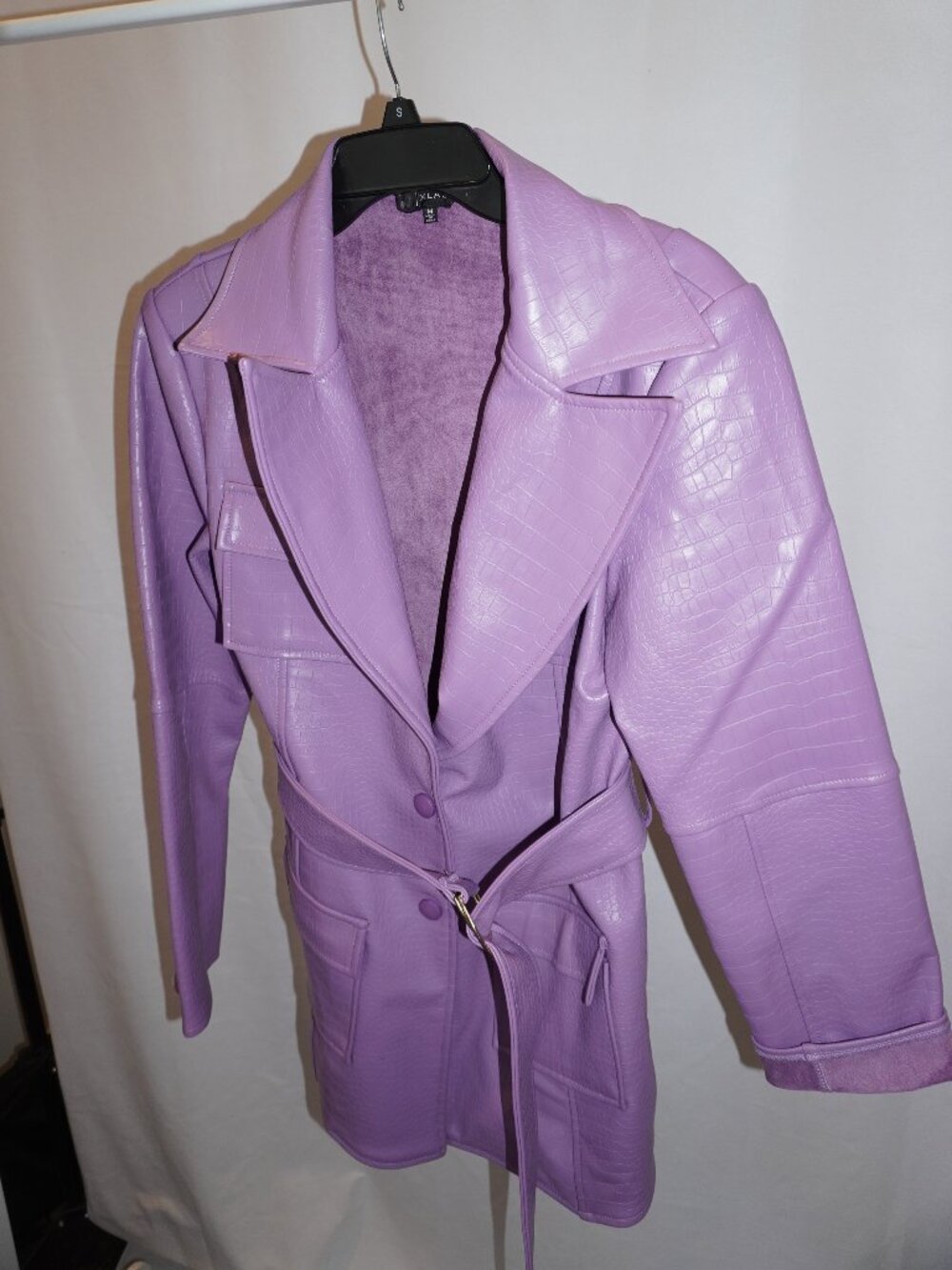 LUXLABS Lavender Crocodile Embossed Jacket